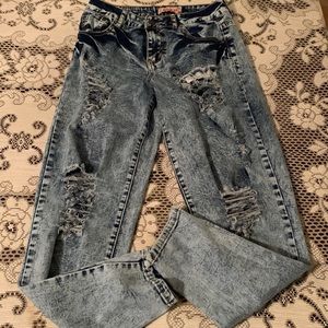 Vintage acid wash blue jeans